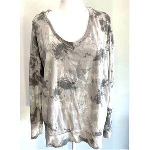 Sunny studio Paris t shirt Italy made dye gray silver glitter stars women XL new